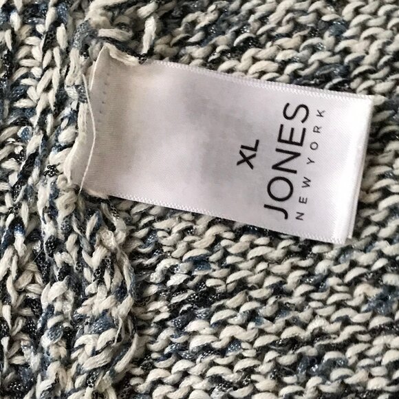 Jones New York Cardigan Sweater Vest Women Open Front  Navy Blue White XL - Picture 7 of 10